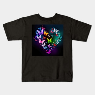 Heart of Colorful Butterflies Kids T-Shirt